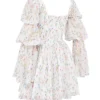 Sancia White Posy Print Puff Sleeve Mini Dress