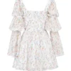 Sancia White Posy Print Puff Sleeve Mini Dress