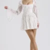 Sancia White Posy Print Puff Sleeve Mini Dress