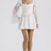 Sancia White Posy Print Puff Sleeve Mini Dress