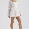 Sancia White Posy Print Puff Sleeve Mini Dress