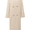 Sander Cream Double Breasted Funnel Neck Coat