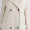 Sander Cream Double Breasted Funnel Neck Coat