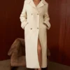 Sander Cream Double Breasted Funnel Neck Coat