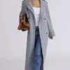 Sander Grey Double Breasted Funnel Neck Coat