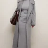 Sander Grey Double Breasted Funnel Neck Coat