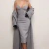 Sander Grey Double Breasted Funnel Neck Coat