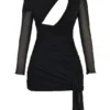 Santa Black Glitter Cutout Mini Dress