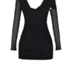 Santa Black Glitter Cutout Mini Dress