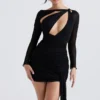 Santa Black Glitter Cutout Mini Dress