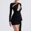 Santa Black Glitter Cutout Mini Dress