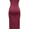 Santana Berry Satin Strapless Midi Dress