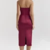 Santana Berry Satin Strapless Midi Dress