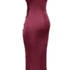 Santana Berry Satin Strapless Midi Dress