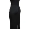 Santana Black Satin Strapless Midi Dress