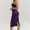 Santana Grape Satin Strapless Midi Dress