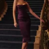 Santana Grape Satin Strapless Midi Dress