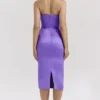 Santana Violet Satin Strapless Corset Midi Dress