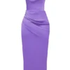 Santana Violet Satin Strapless Corset Midi Dress