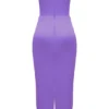 Santana Violet Satin Strapless Corset Midi Dress