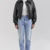 Sante Black Vegan Leather Bomber Jacket