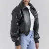 Sante Black Vegan Leather Bomber Jacket