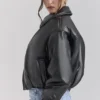 Sante Black Vegan Leather Bomber Jacket