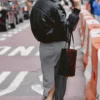 Sante Black Vegan Leather Bomber Jacket