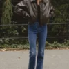 Sante Dark Brown Vegan Leather Bomber Jacket