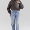 Sante Dark Brown Vegan Leather Bomber Jacket