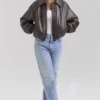 Sante Dark Brown Vegan Leather Bomber Jacket
