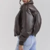 Sante Dark Brown Vegan Leather Bomber Jacket