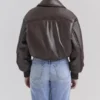 Sante Dark Brown Vegan Leather Bomber Jacket