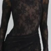 Sapphira Black Lace Asymmetric Maxi Dress – Limited Edition