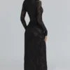 Sapphira Black Lace Asymmetric Maxi Dress – Limited Edition