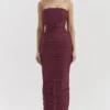 Sapphire Wine Gathered Maxi Dress