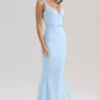 Sarai Blue Lace Godet Maxi Dress