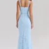 Sarai Blue Lace Godet Maxi Dress