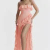 Sarina Apricot Ruffle Maxi Dress