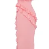 Sarina Apricot Ruffle Maxi Dress