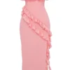 Sarina Apricot Ruffle Maxi Dress