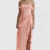 Sarina Apricot Ruffle Maxi Dress