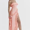 Sarina Apricot Ruffle Maxi Dress