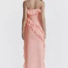 Sarina Apricot Ruffle Maxi Dress