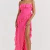 Sarina Fuchsia Ruffle Maxi Dress