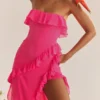 Sarina Fuchsia Ruffle Maxi Dress