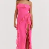 Sarina Fuchsia Ruffle Maxi Dress
