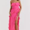 Sarina Fuchsia Ruffle Maxi Dress