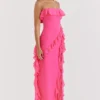 Sarina Fuchsia Ruffle Maxi Dress