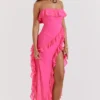 Sarina Fuchsia Ruffle Maxi Dress
